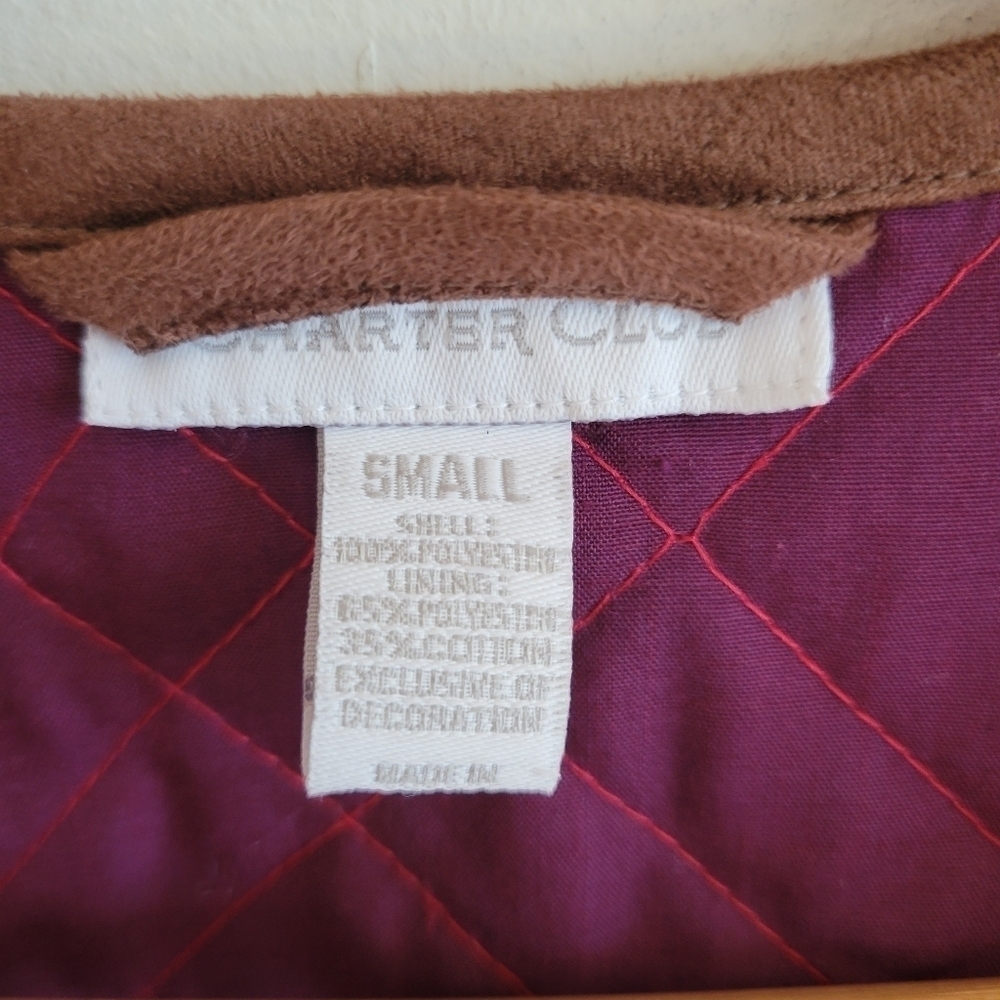Charter Club Quilted Blazer Jacket Red Gold Decal Small S - Picture 7 of 8